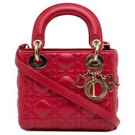 Dior Red Mini Cannage Lambskin Lady Dior .